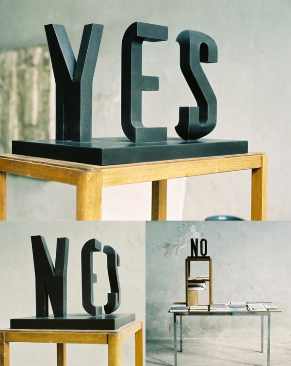 Paul-Brook-Mind-Reader-Yes-No-Illusion-2 Typographical sculpture by Markus Raetz
